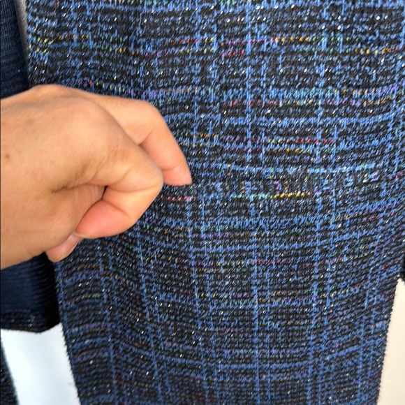 Nanette Lepore Blue Blazer with Subtle Plaid Pattern - Picture 3 of 5